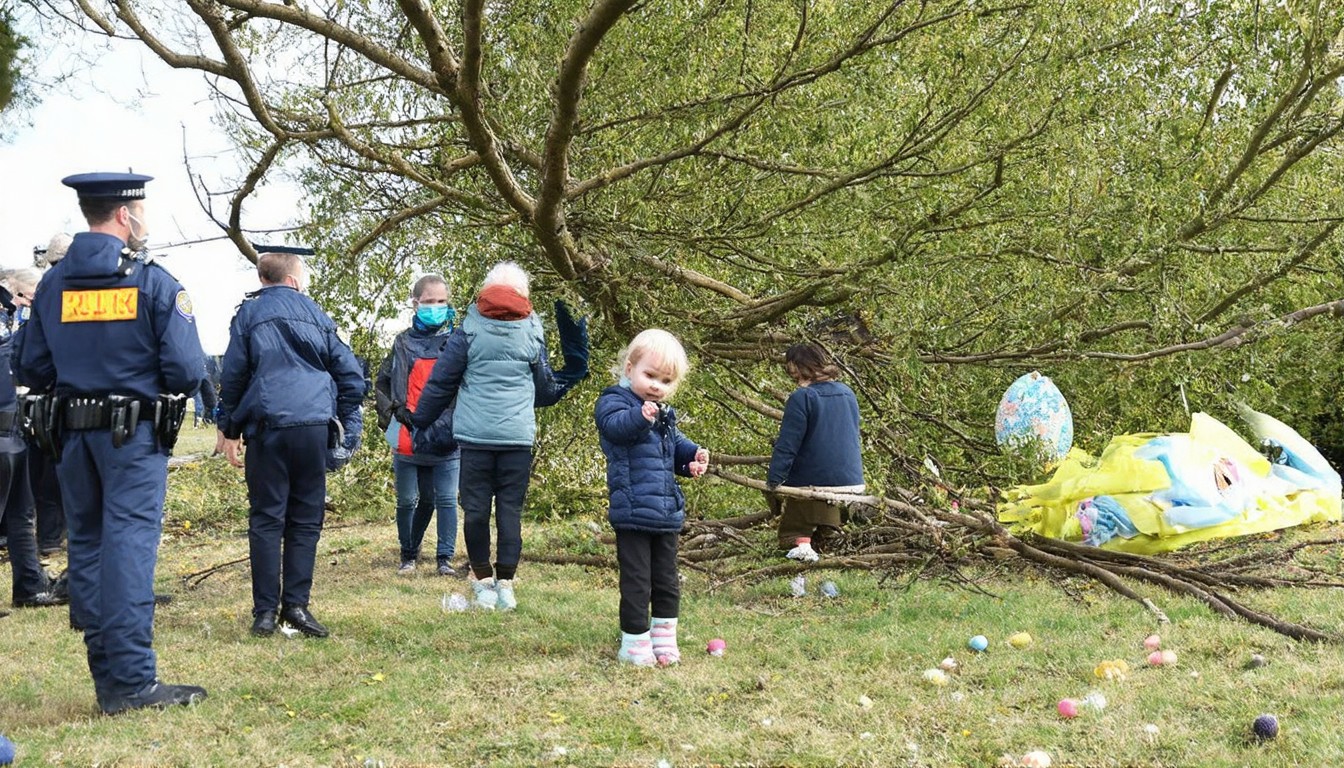 3 killed as high winds topple a tree on Easter egg hunt in Germany