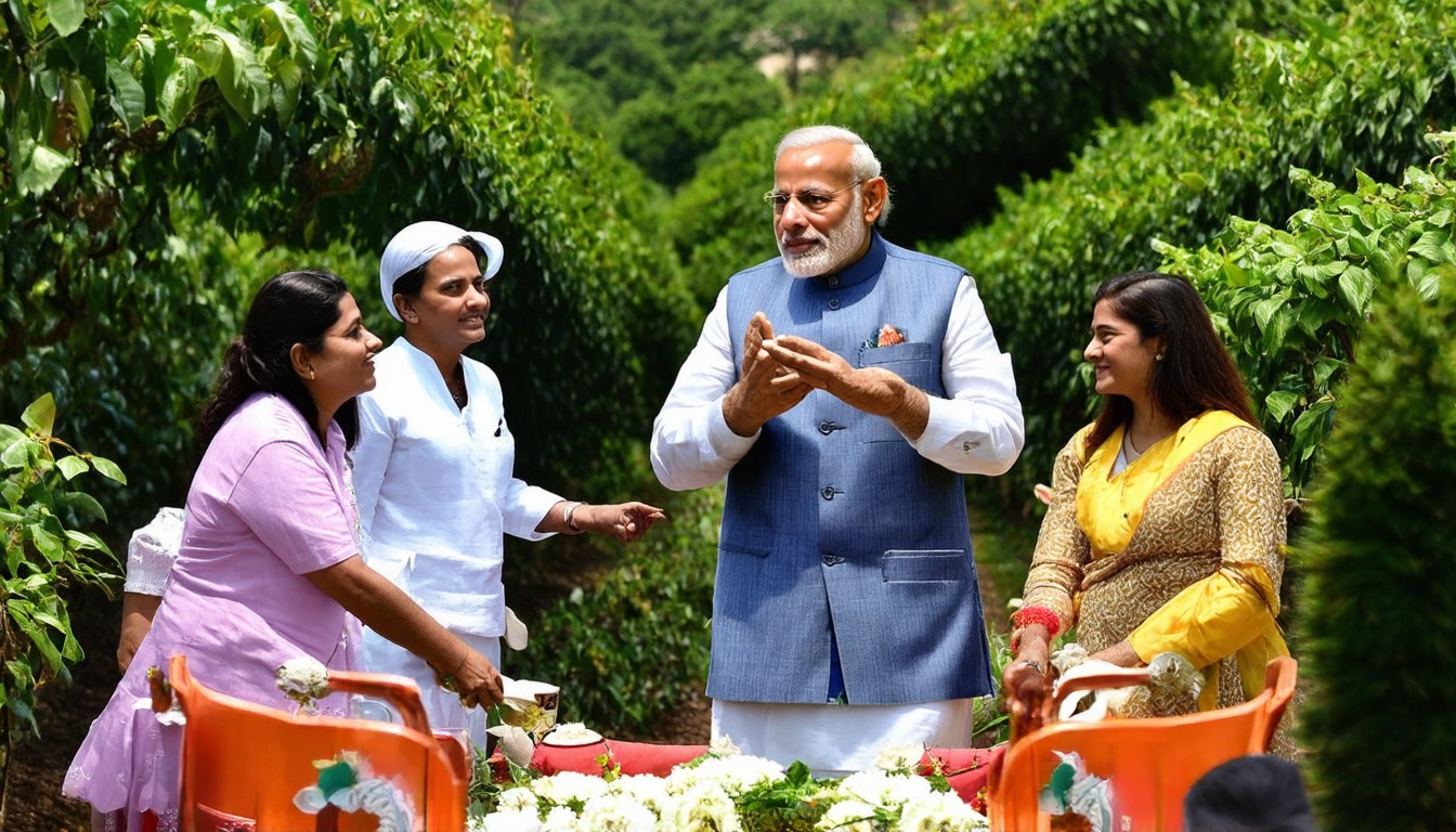 Image showing PM Modi in elaborate photo-op in a tea estate is AI generated