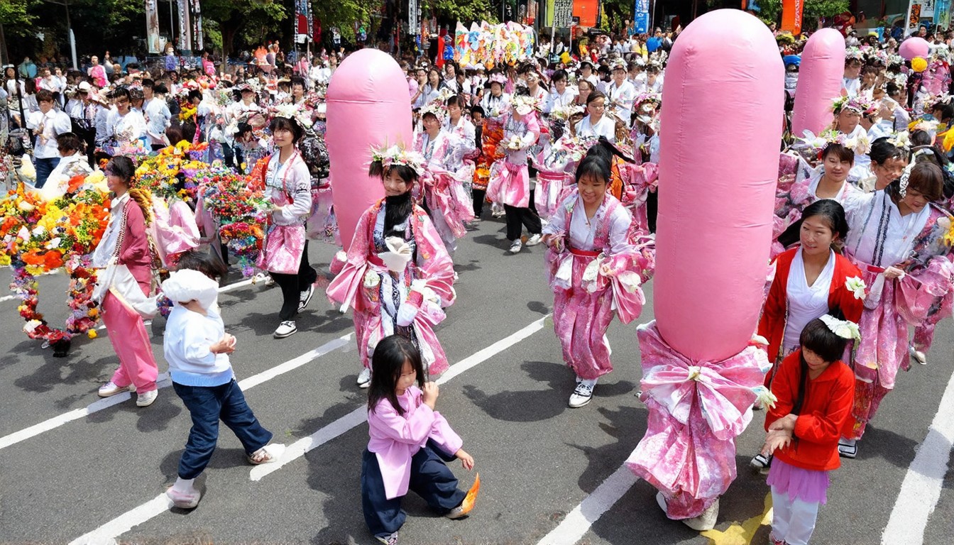 Revellers parade giant penises to dash stigma in Japan’s fertility festival