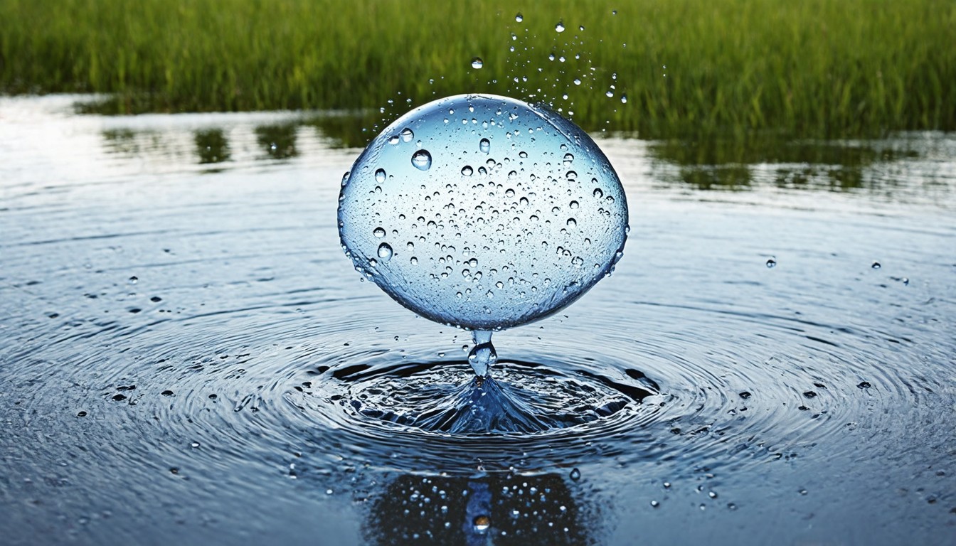 A bursting bubble can make a puddle jump