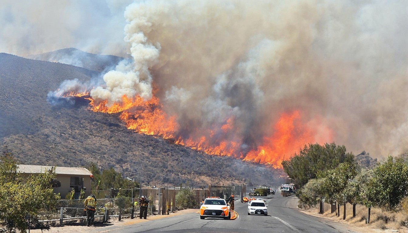 Crews making progress containing southern California wildfire as some mandatory evacuations remain