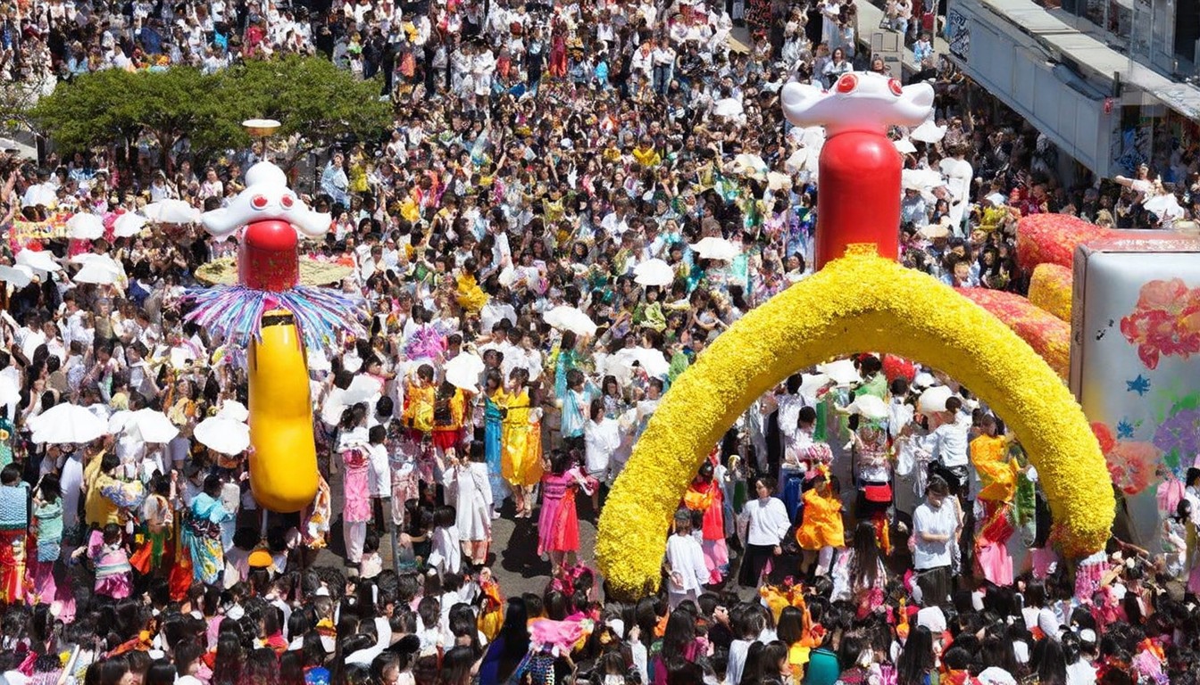 Revellers parade giant phalluses at Japan’s fertility festival