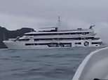 Terrifying moment emergency rescue is sparked when cruise ship runs aground off tropical island made famous in Hollywood blockbuster