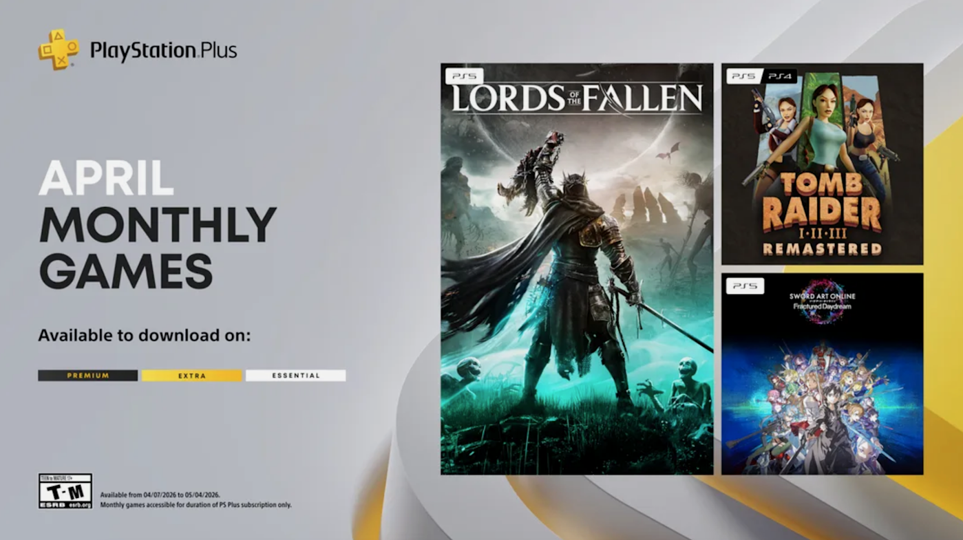 April's PS Plus Monthly Games include Lords of the Fallen and a trio of remastered Tomb Raider ports