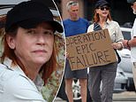 Brad Pitt's co-star who vanished from Hollywood resurfaces at anti-Trump No Kings protest aged 58... can you guess who she is?
