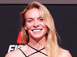 Referee dives in to save glamorous UFC fighter after she is knocked out with a knee to the face and punched in the head on the floor