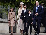 Beaming William and Kate join King and Queen at Windsor Easter Sunday service for first time in three years - after exiled Andrew walks his dogs and Fergie, Beatrice and Eugenie stay away